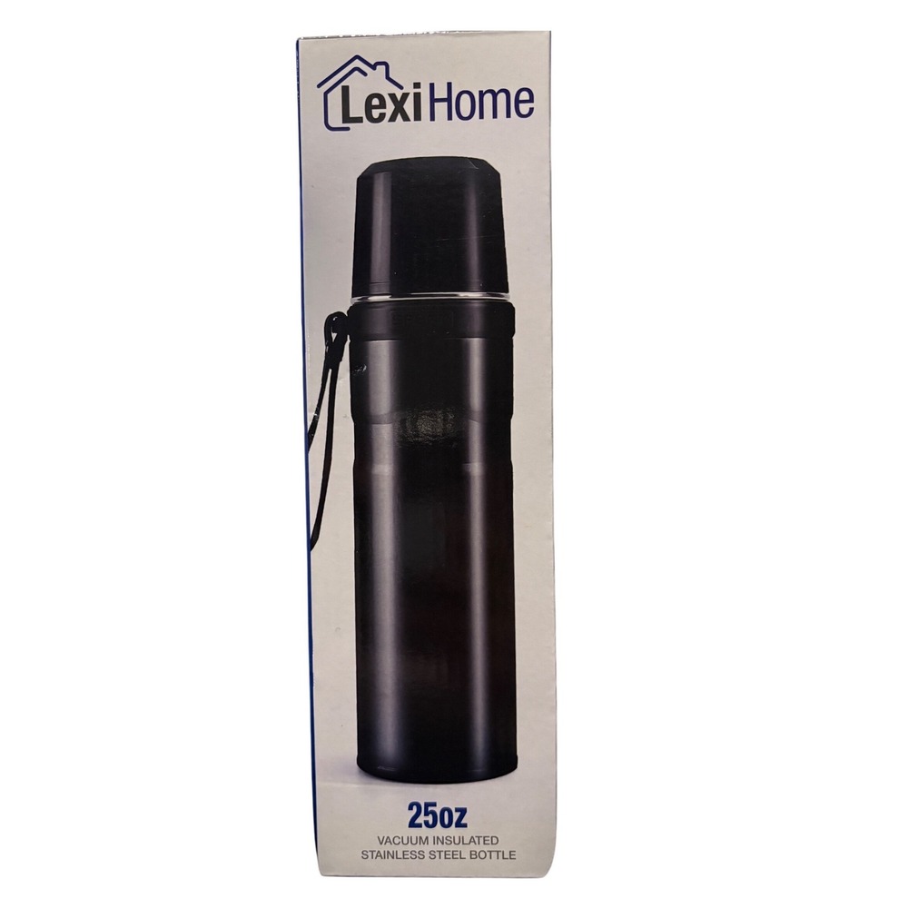 Lexi Home 25oz Stainless Steel Vacuum Insulated Thermal Bottle in Black